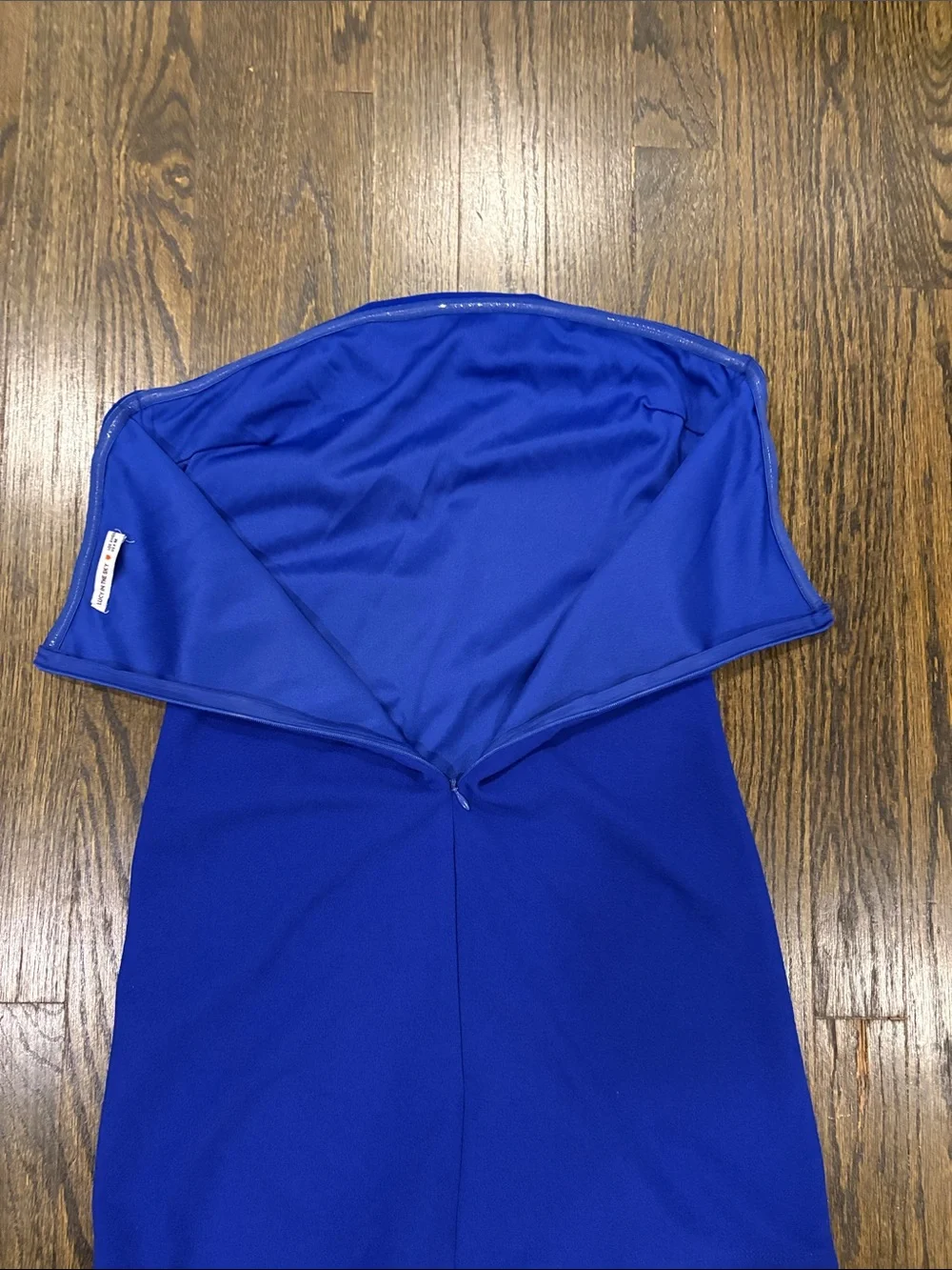 Strapless Royal Blue Ruched Mini Dress by Lucy In The Sky (size M)
